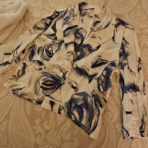Floral Blue and White Women's Jacket